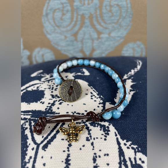 Stackable Larimar bead bracelet - Picture 1 of 3
